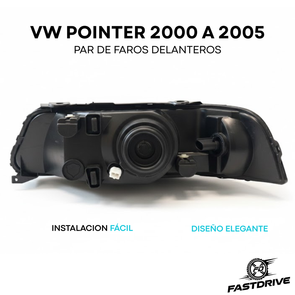 Par De Faros Vw Pointer 2000 A 2005 Fondo Cromado Fastdrive