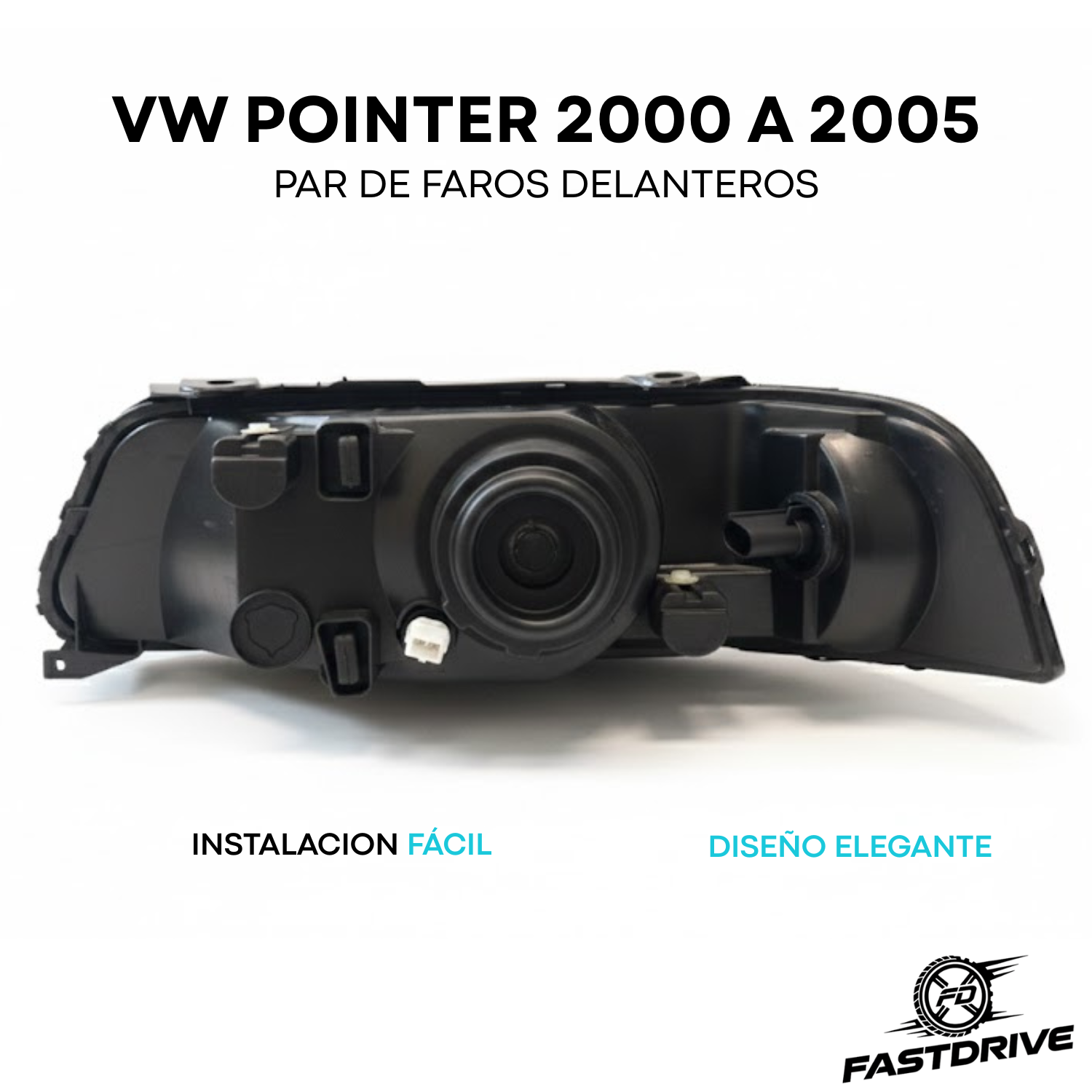 Par De Faros Vw Pointer 2000 A 2005 Fondo Cromado Fastdrive