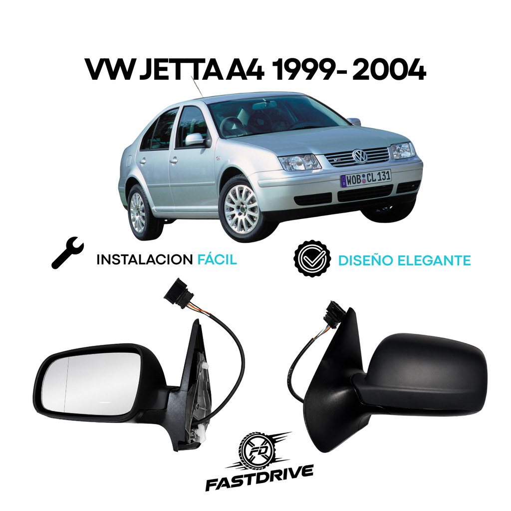 Par de Espejos Eléctricos Golf Jetta A4 1999 A 2007 Luna Blanca