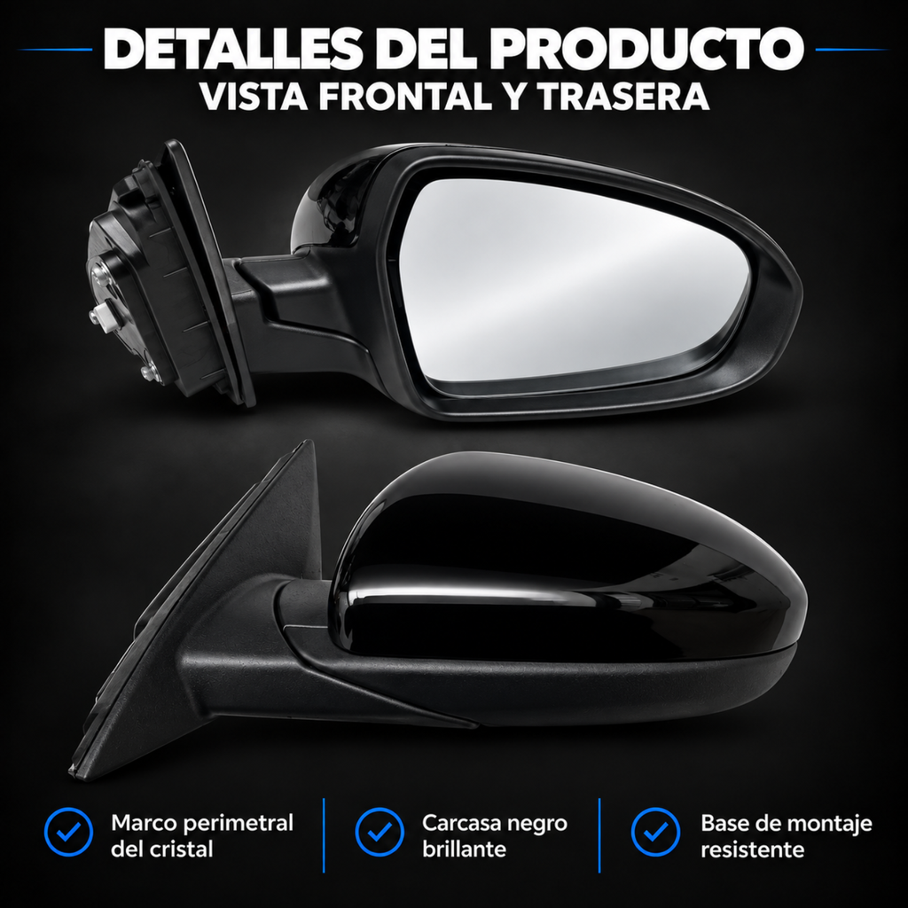 Par de Espejos Eléctricos para Kia Forte 2019 a 2024 de 3 Pines