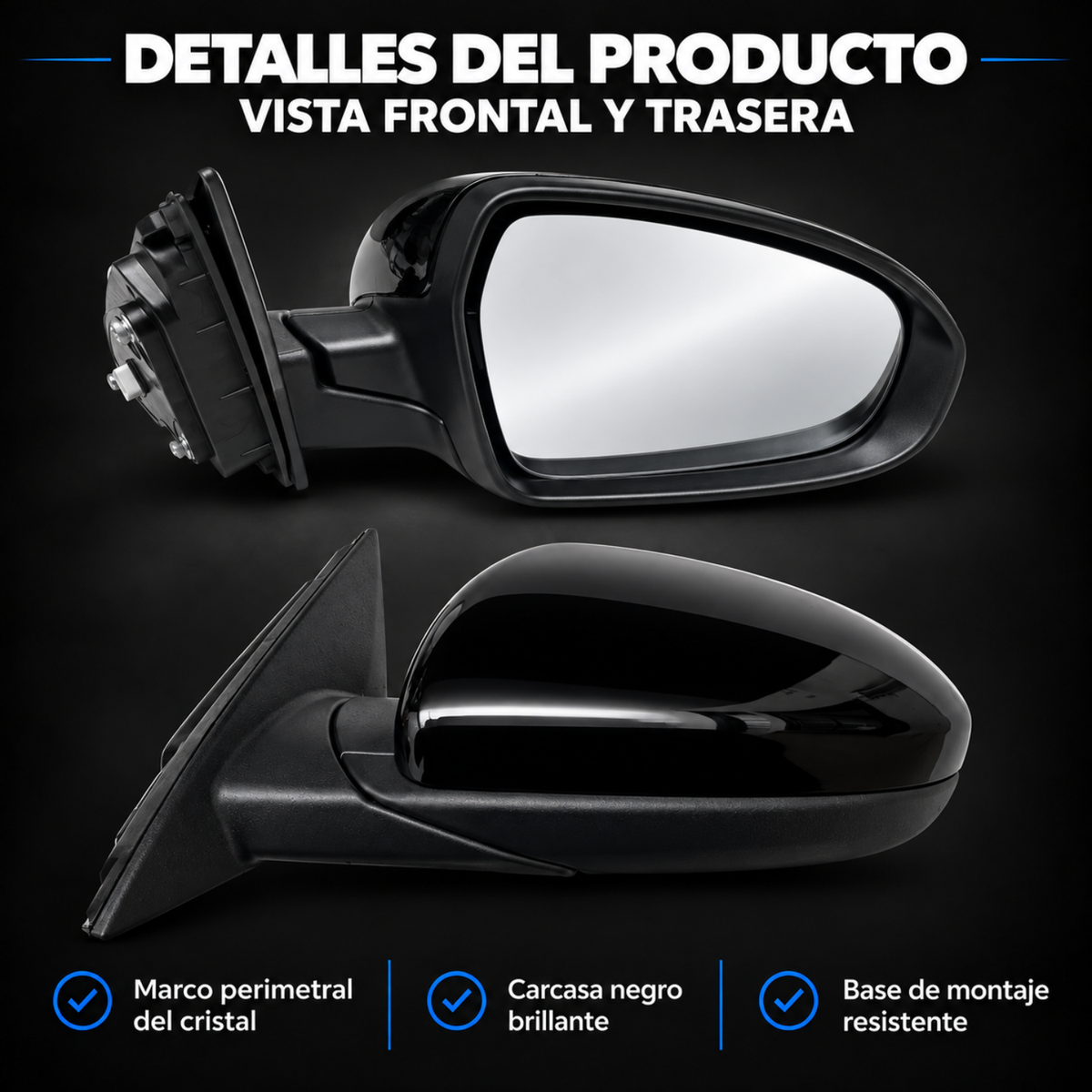 Par de Espejos Eléctricos para Kia Forte 2019 a 2024 de 3 Pines