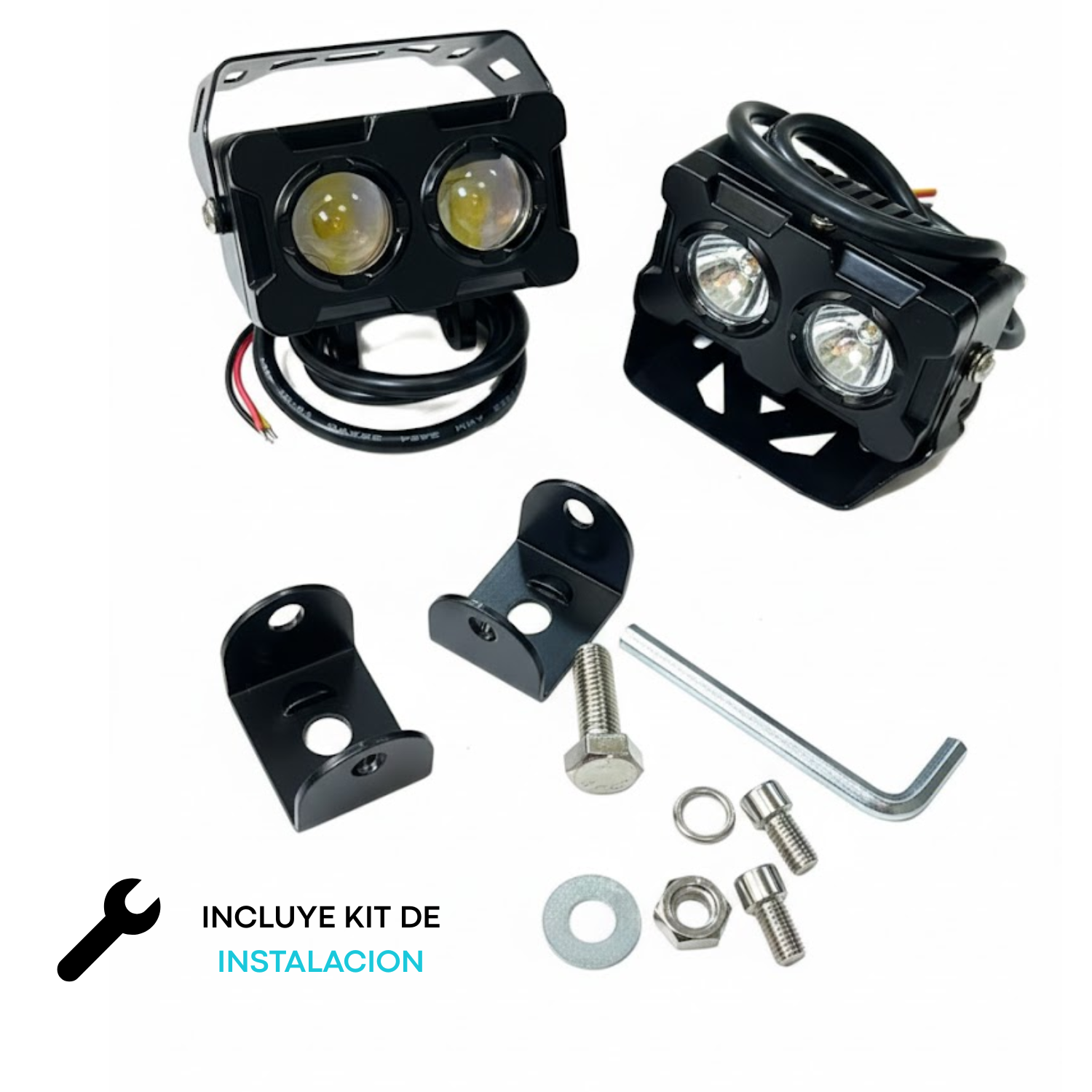 Par De Faros Auxiliares Lupa Doble Color Luz Auto/moto/Trailer/Camioneta