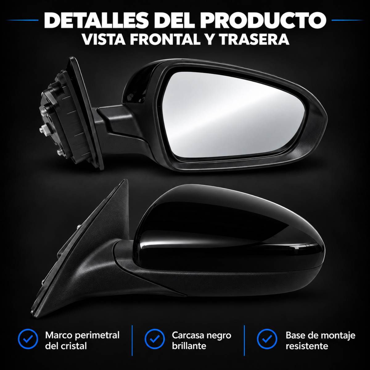Par de Espejos Eléctricos para Hyundai Grand i10 2021 a 2025 de 3 Pines