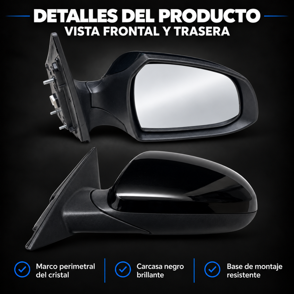 Par de Espejos Eléctricos para Hyundai Grand i10 2015 a 2020 de 3 Pines