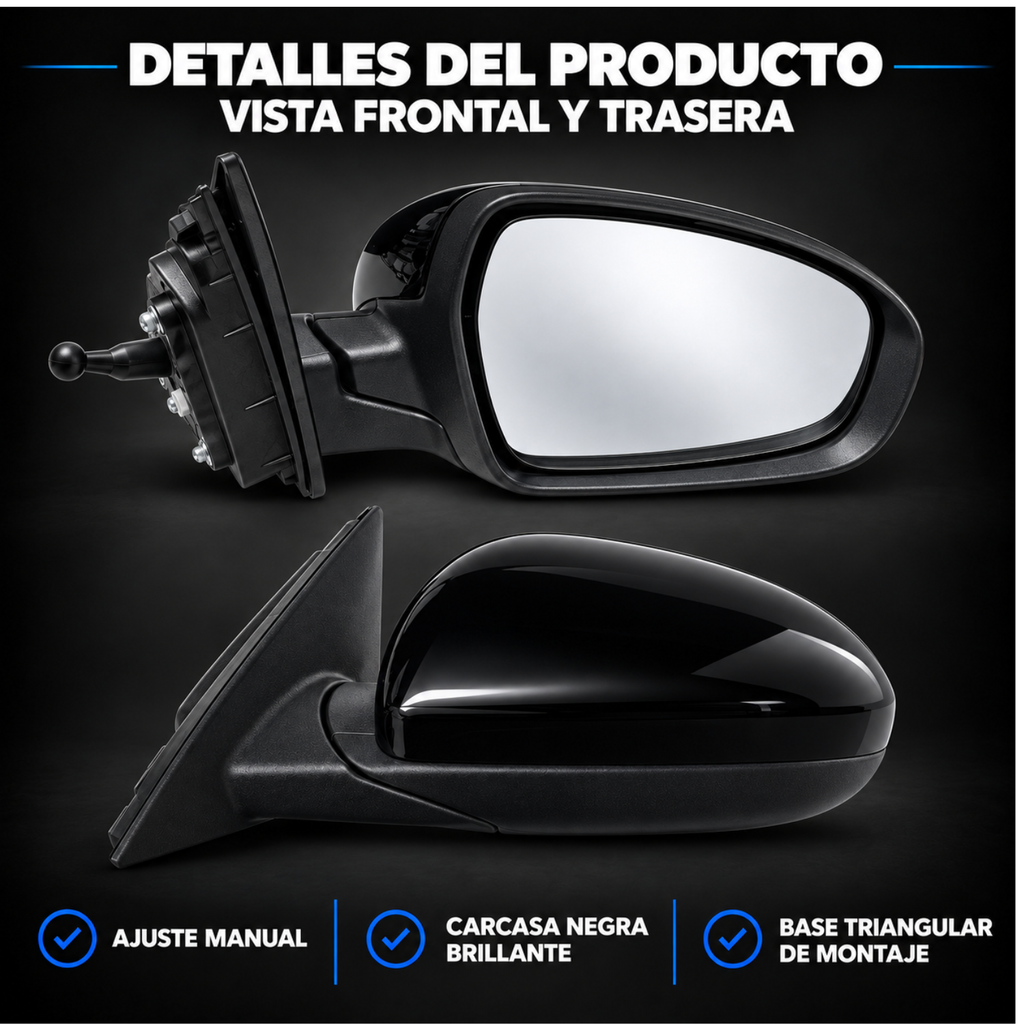 Par de Espejos Laterales Manuales para Dodge Attitude 2012 a 2014