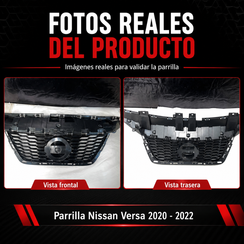 Parrilla Frontal sin Moldura Compatible con Nissan Versa 2020–2022 Tipo OEM