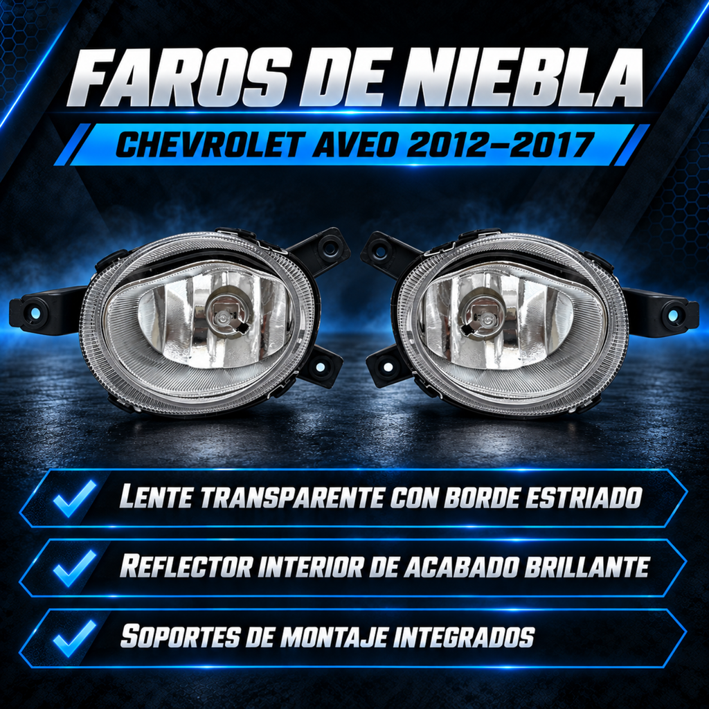 Kit de Faros de Niebla para Chevrolet Aveo 2012 a 2017 Tipo Original