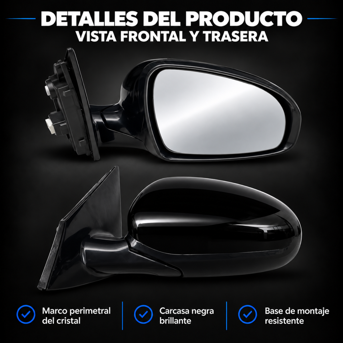 Par de Espejos Eléctricos para Kia Sportage 2016 a 2022 de 3 Pines