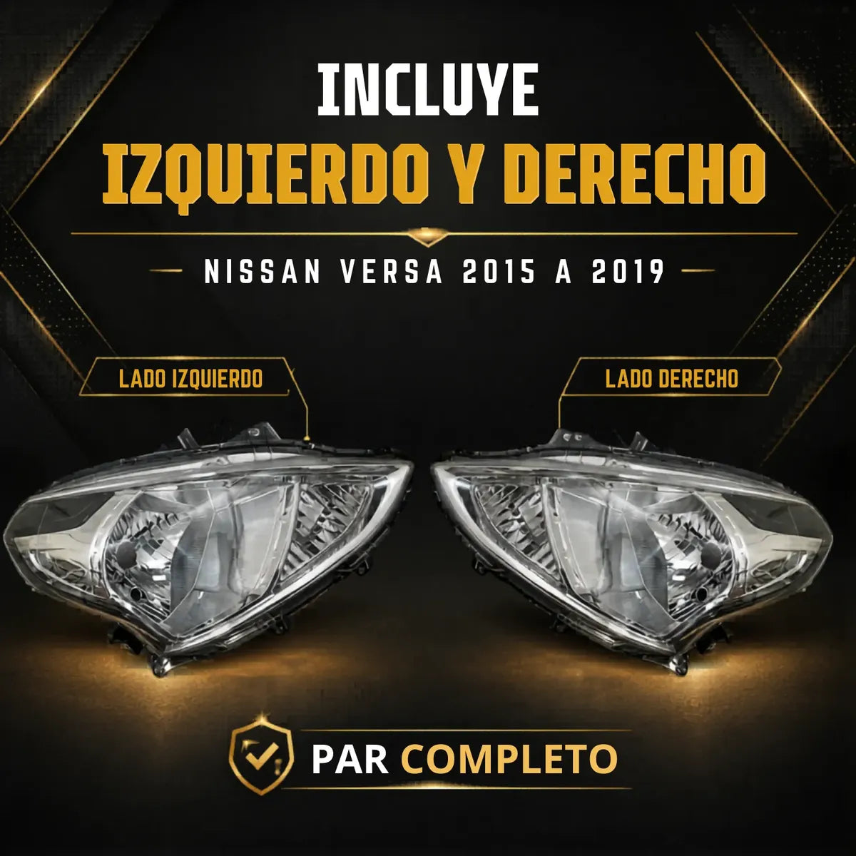 Par De Faros Delanteros para Nissan Versa 2015 A 2019 | compatibles con V-Drive 2020 a 2025 | Calidad OEM Tipo original | Fastdrive