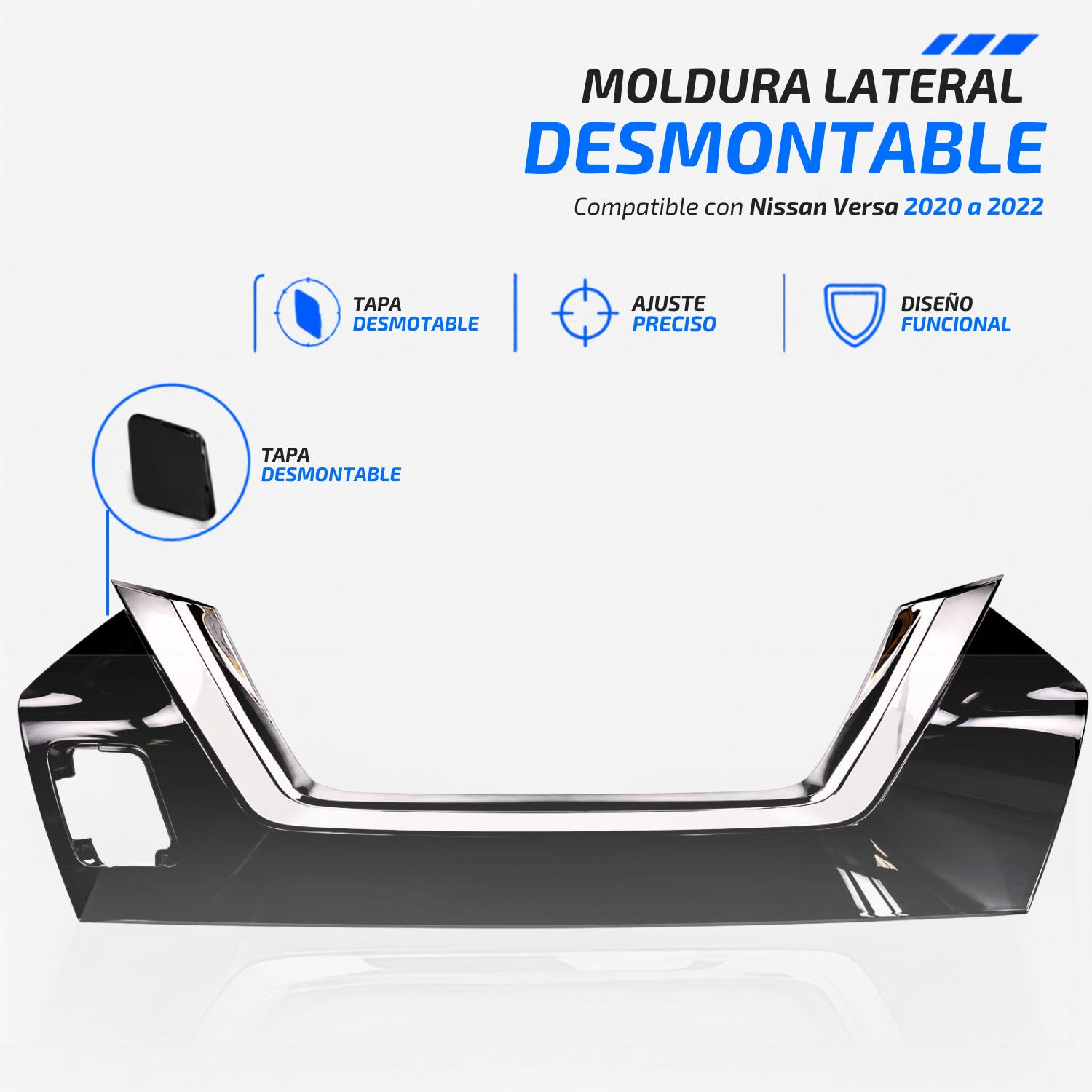Moldura Frontal de Parrilla con Tapa para Nissan Versa 2020–2022
