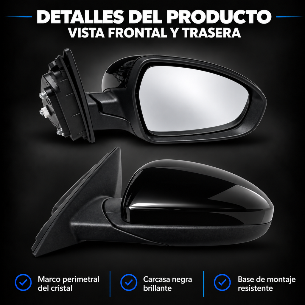 Par de Espejos Laterales Eléctricos para Hyundai Accent 2018 a 2022