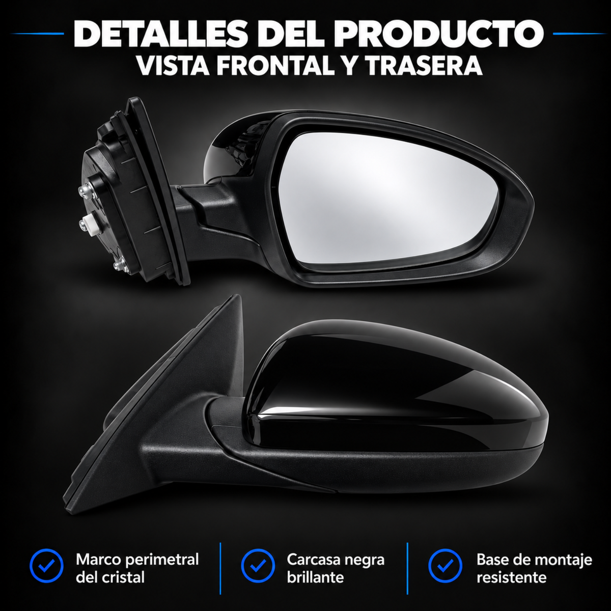 Par de Espejos Laterales Eléctricos para Hyundai Accent 2018 a 2022