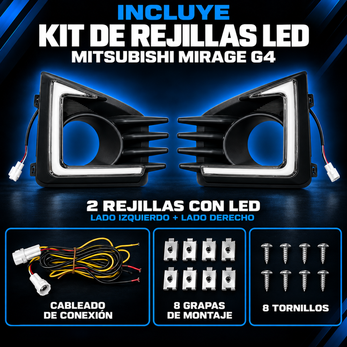 Kit de Rejillas con Faros LED para Mitsubishi Mirage G4 2020 a 2025
