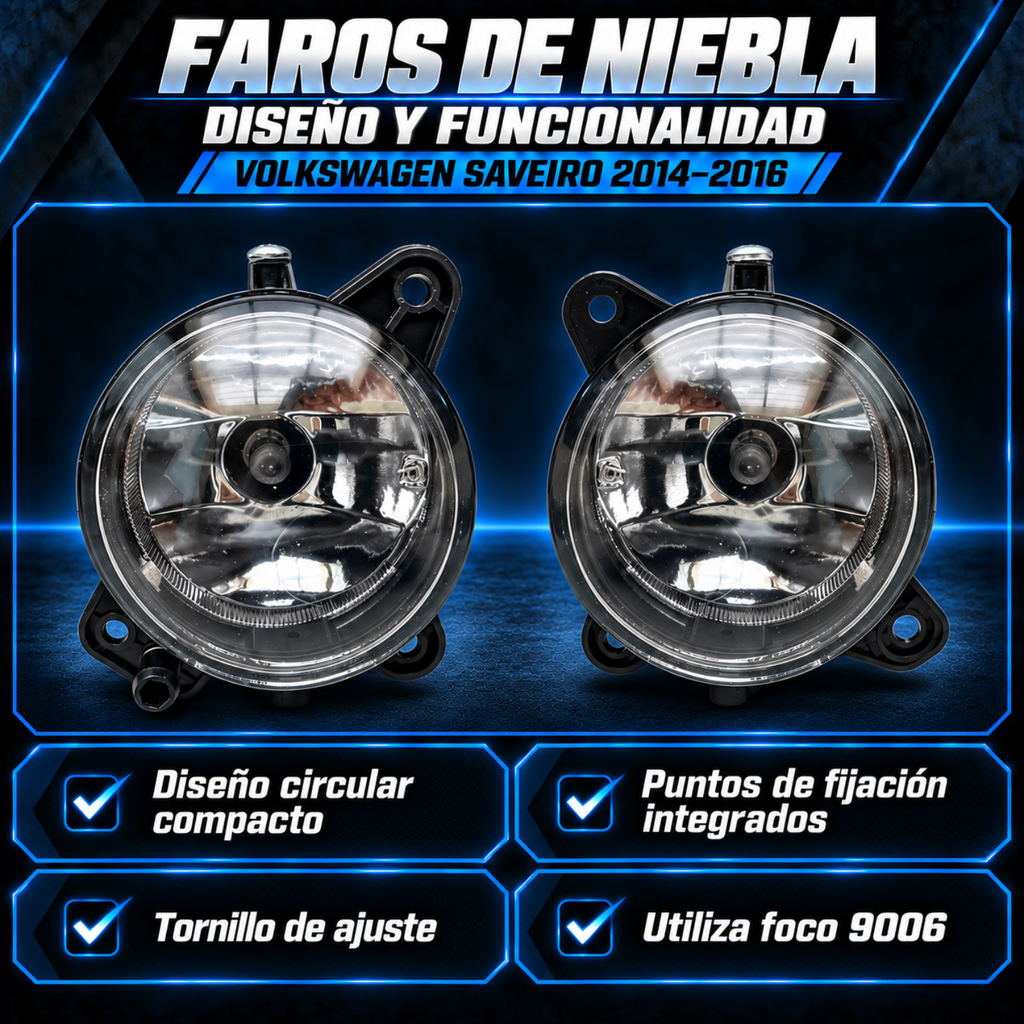 Kit de Faros de Niebla con Focos para Volkswagen Saveiro 2014 a 2016