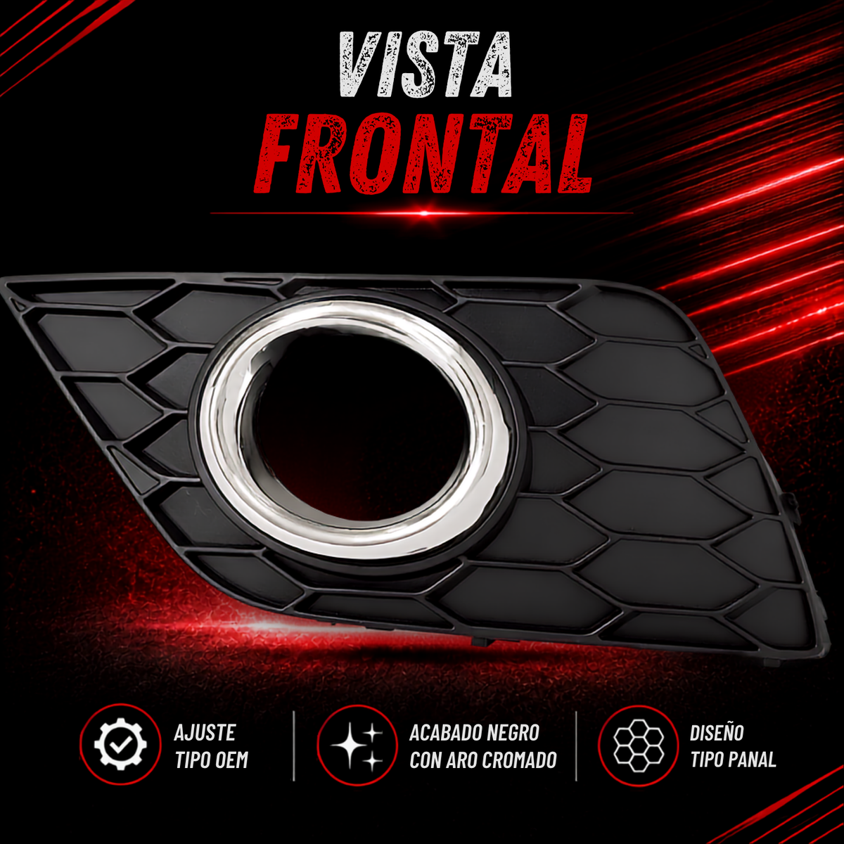 Par de Rejillas Cromadas para Fascia con Hoyo Nissan Sentra 2016–2019