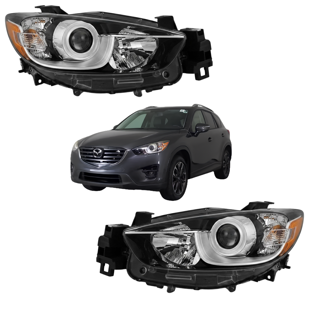 Par De Faros Mazda Cx5 2013 A 2017 Con Lupa Fondo Negro