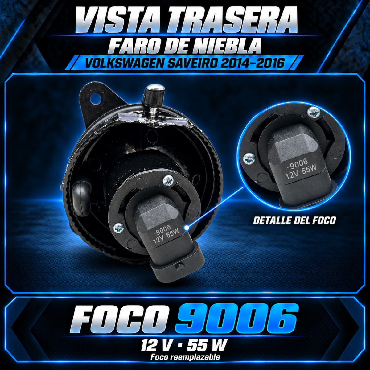 Kit de Faros de Niebla con Focos para Volkswagen Saveiro 2014 a 2016