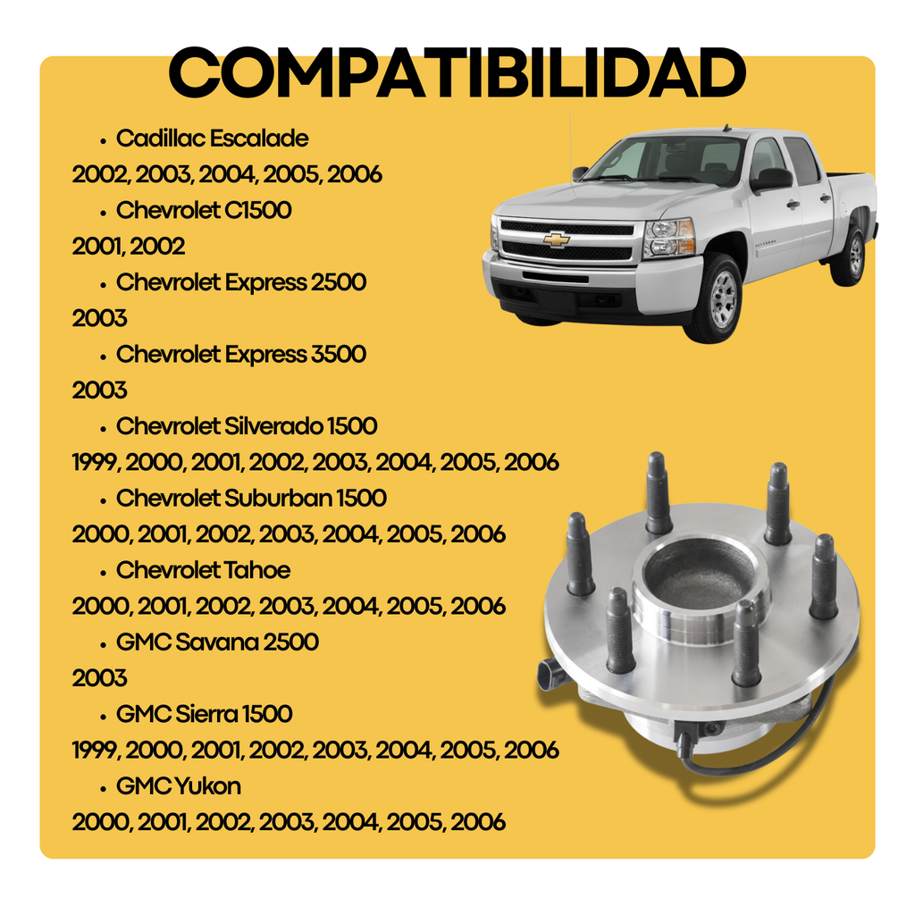 Maza Balero Delantera Chevrolet Silverado 1500 1999 A 2006