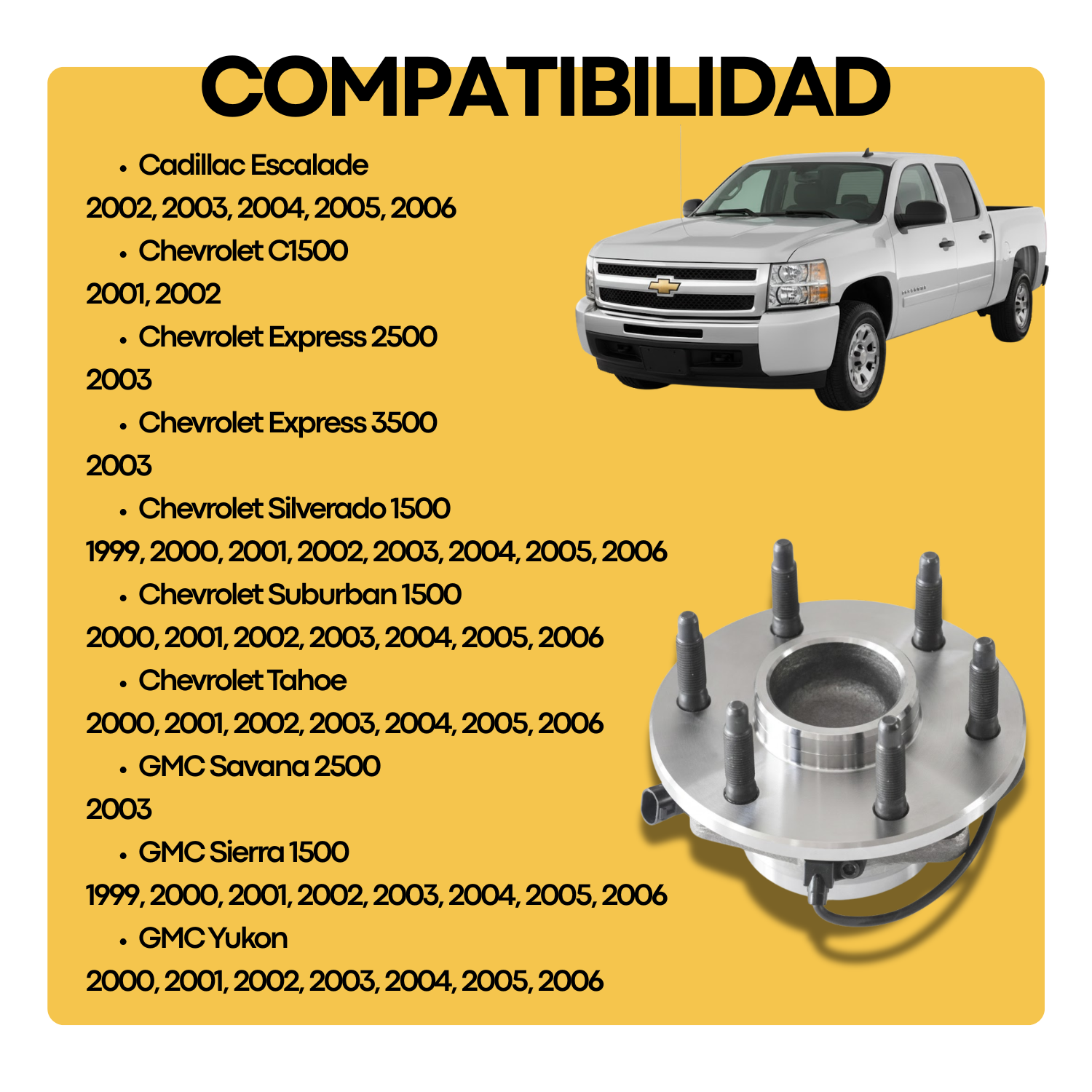 Maza Balero Delantera Chevrolet Silverado 1500 1999 A 2006
