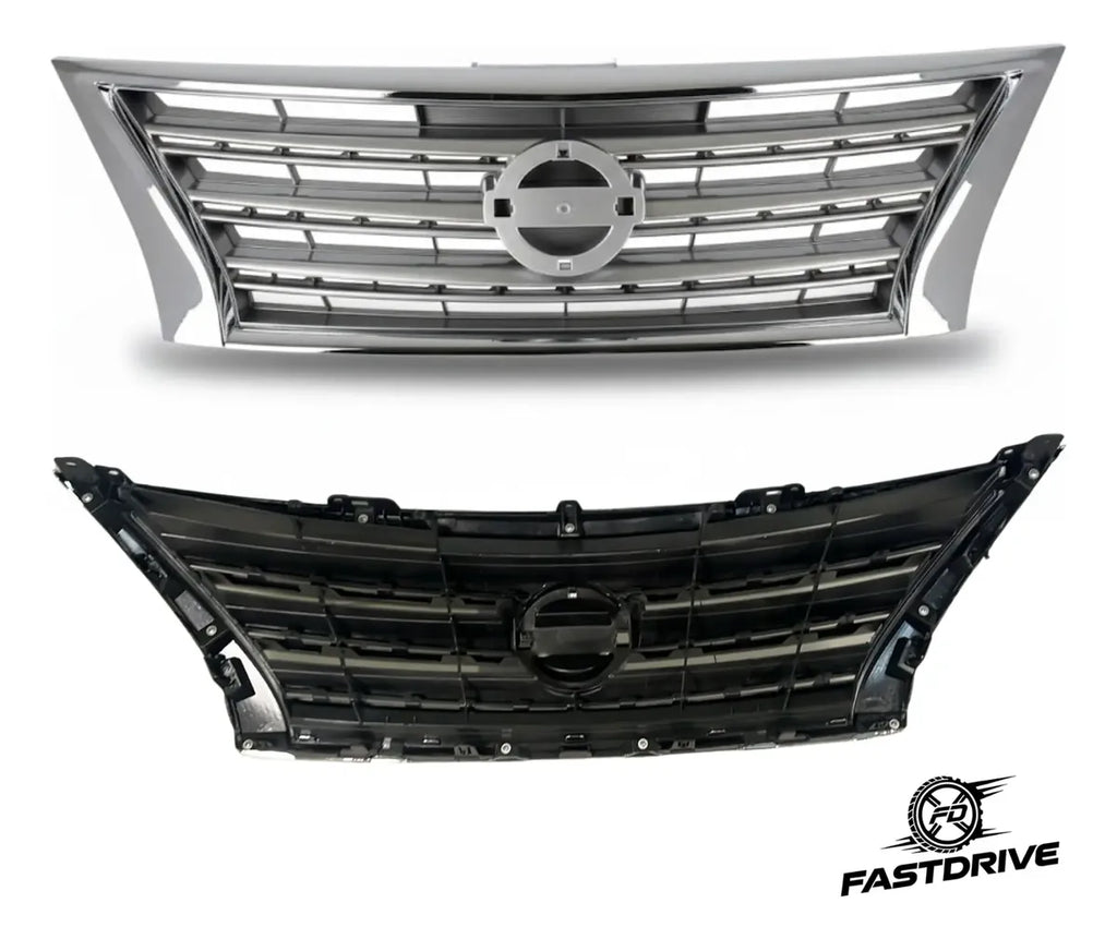 Parrilla Nissan Sentra 2013 A 2016 Plateada Con Filo Cromado