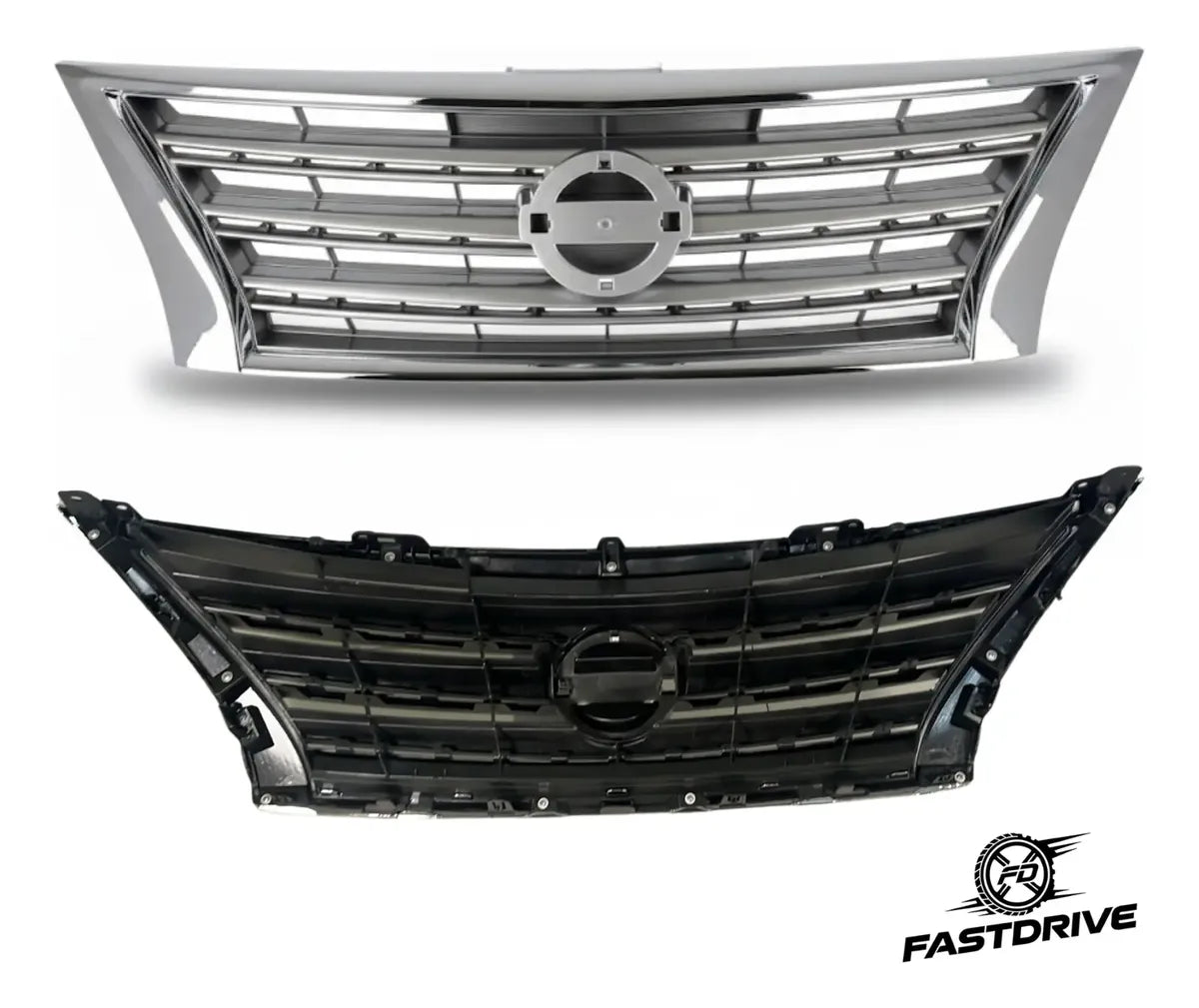 Parrilla Nissan Sentra 2013 A 2016 Plateada Con Filo Cromado