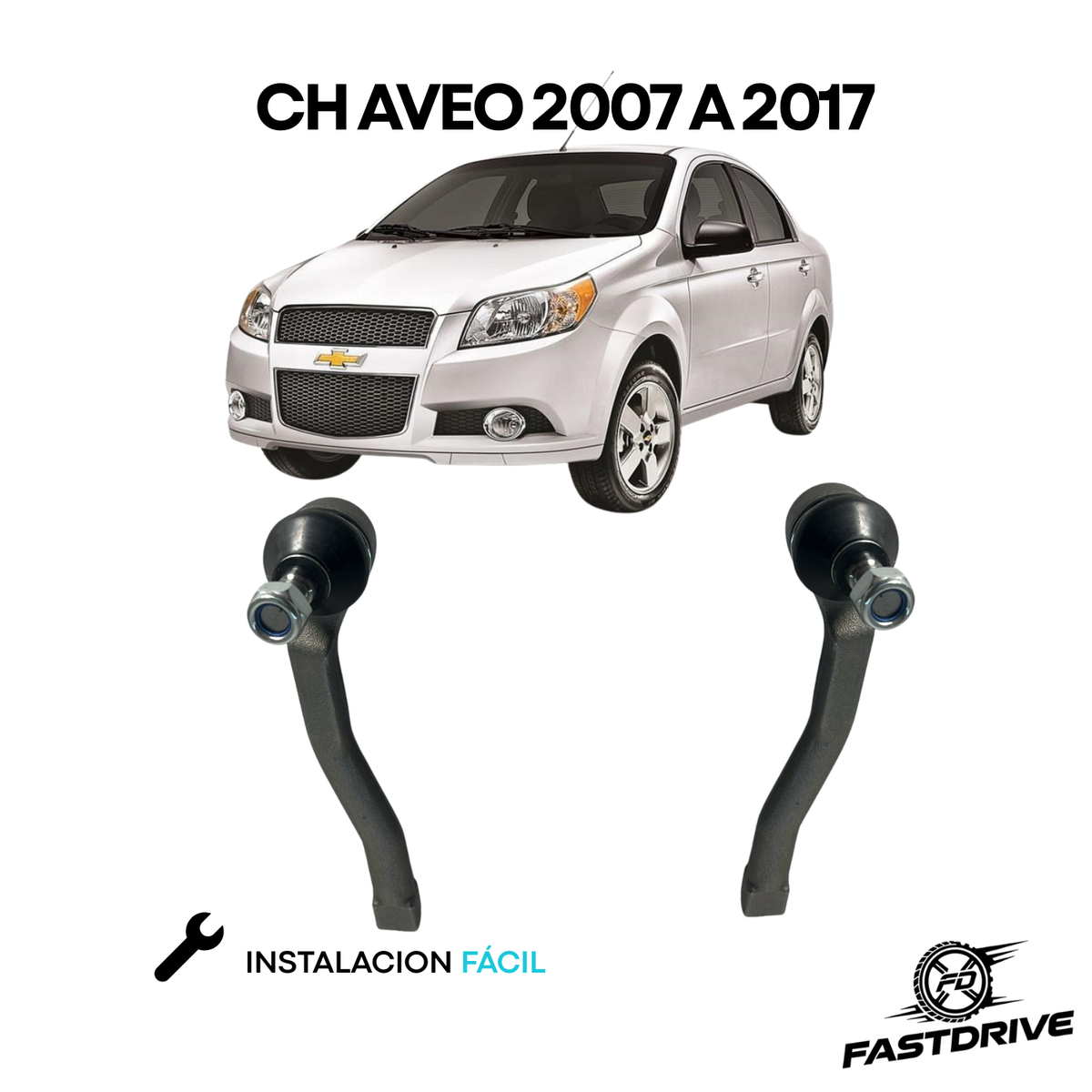 Par de Terminales de Dirección para Aveo 2007 a 2017 1.6 L Izquierda y Derecha