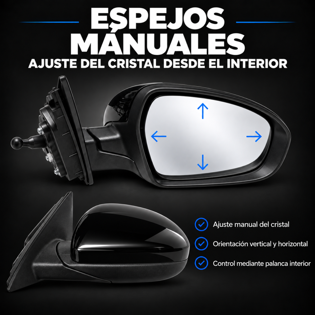 Par de Espejos Laterales Manuales para Dodge Attitude 2012 a 2014