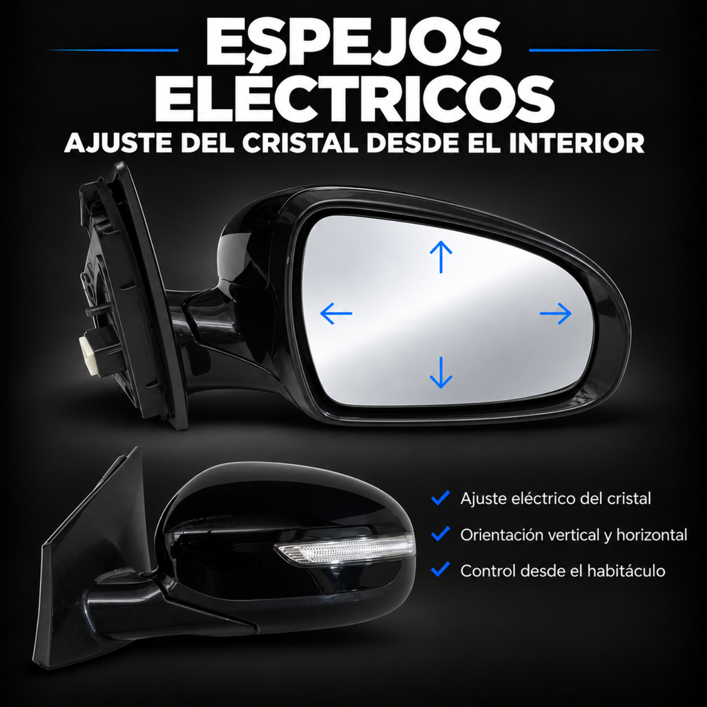Par de Espejos Eléctricos con Direccional para Kia Sportage 2016 a 2022 de 6 Pines