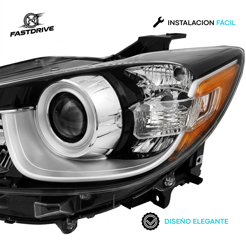 Par De Faros Mazda Cx5 2013 A 2017 Con Lupa Fondo Negro