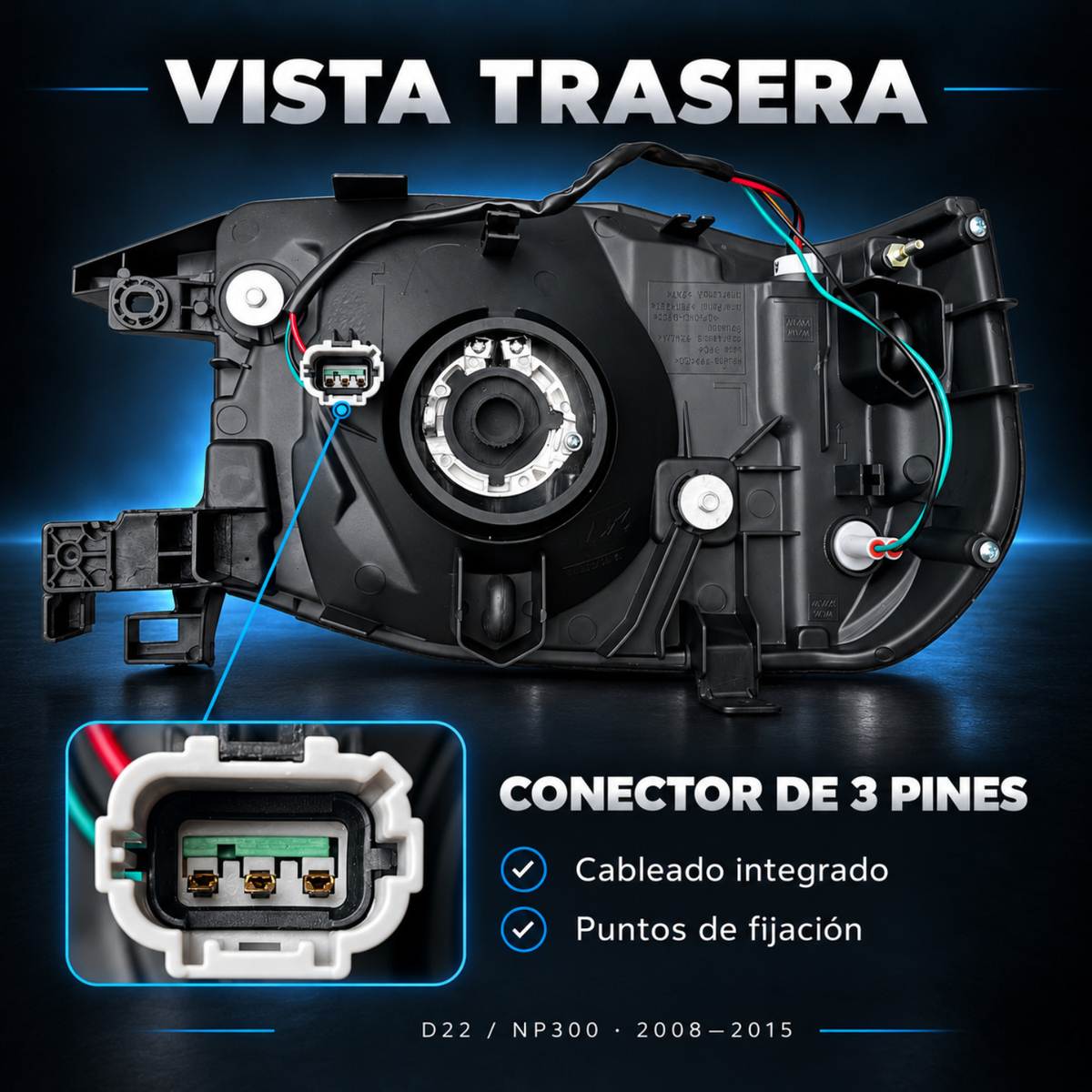 Par de Faros Cromados para Nissan D22 NP300 2008-2015