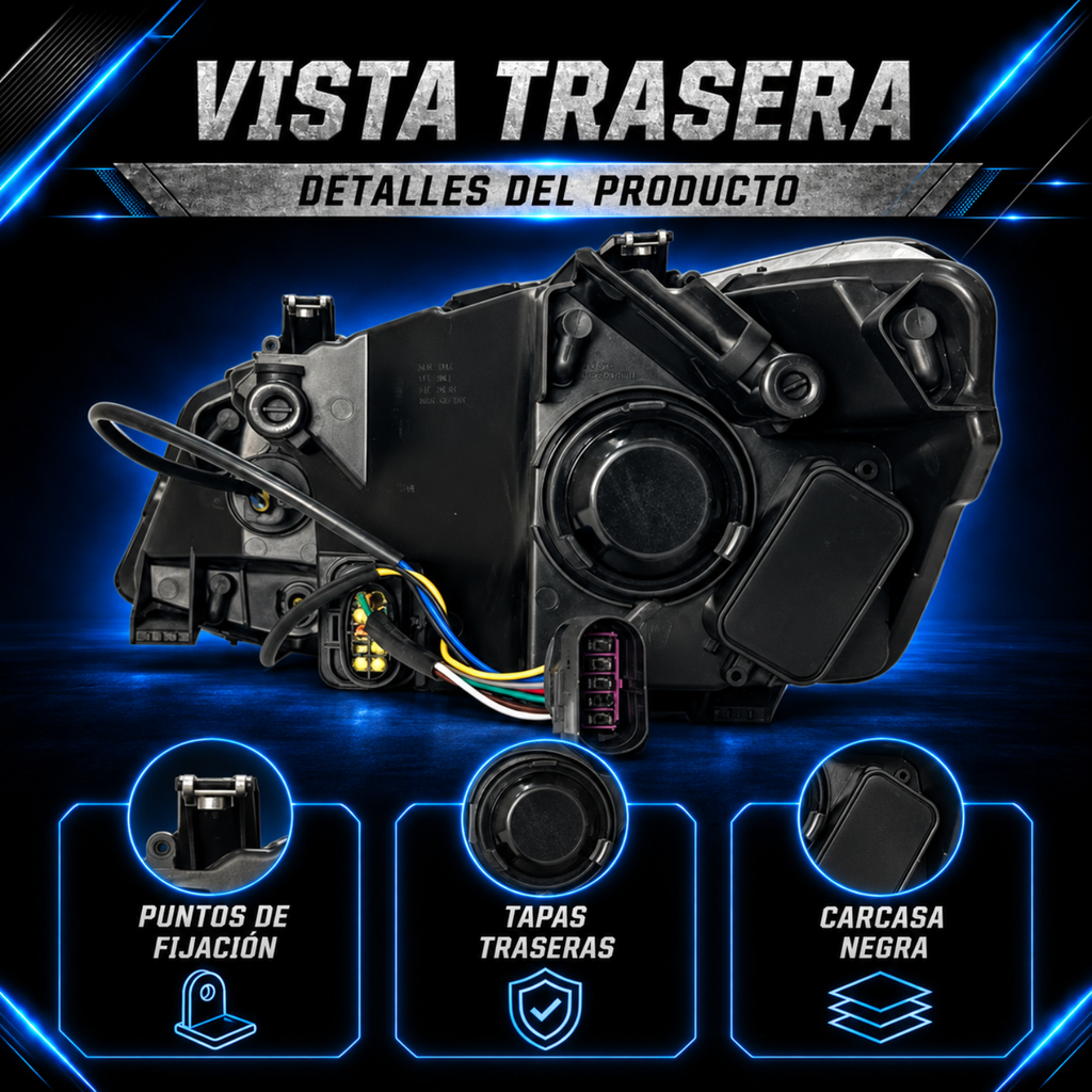 Par de Faros con Motor para Vento 2014 a 2015 Fondo Negro