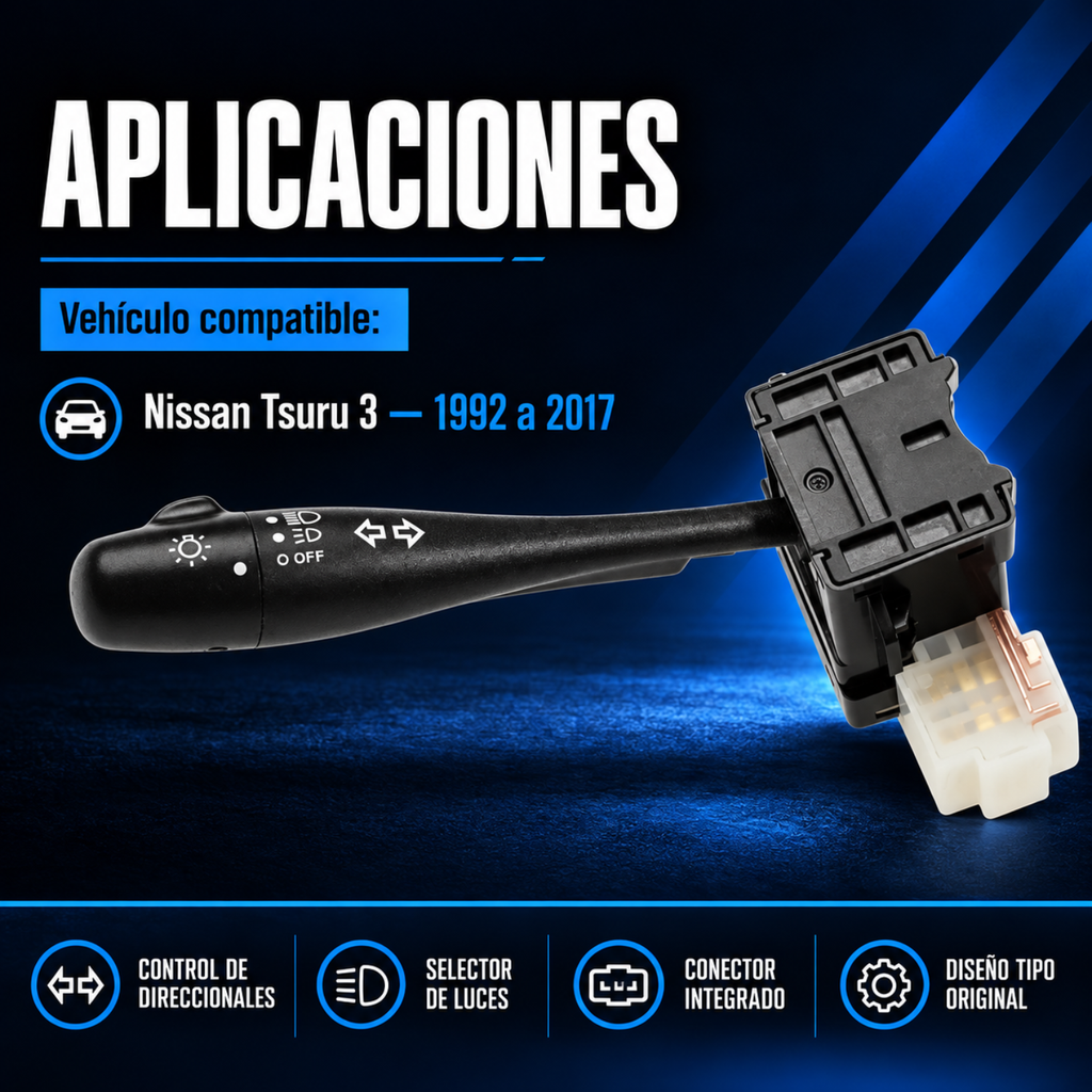 Palanca de Direccionales y Luces para Nissan Tsuru III 1992 a 2017