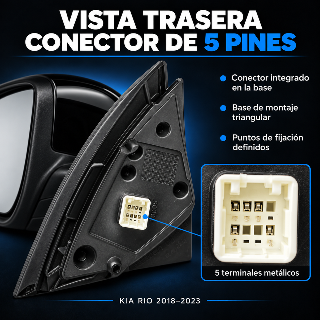 Par de Espejos Eléctricos para Kia Rio 2018 a 2023 de 5 Pines