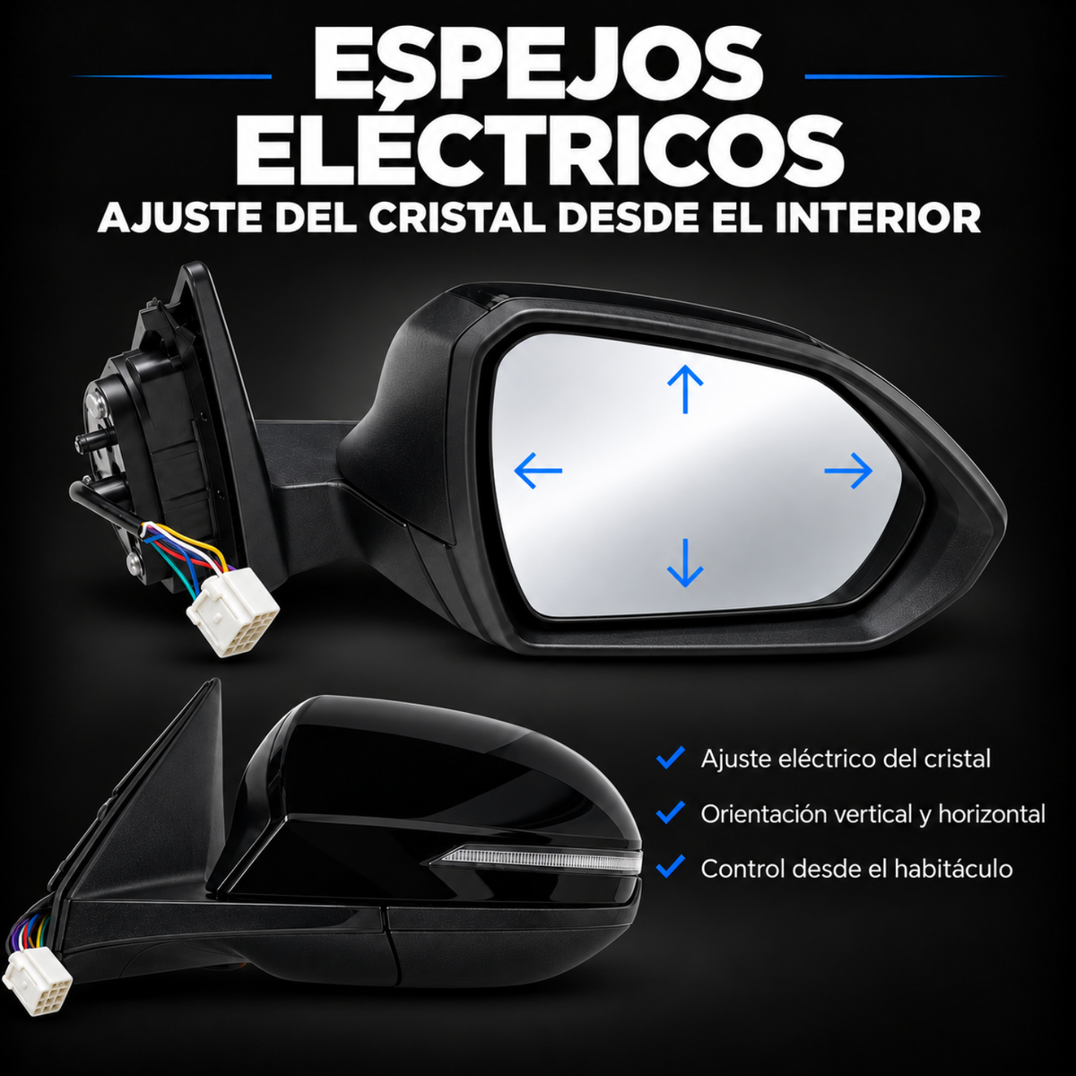 Par de Espejos Laterales Eléctricos para Hyundai Tucson 2022 a 2025, 8 Pines