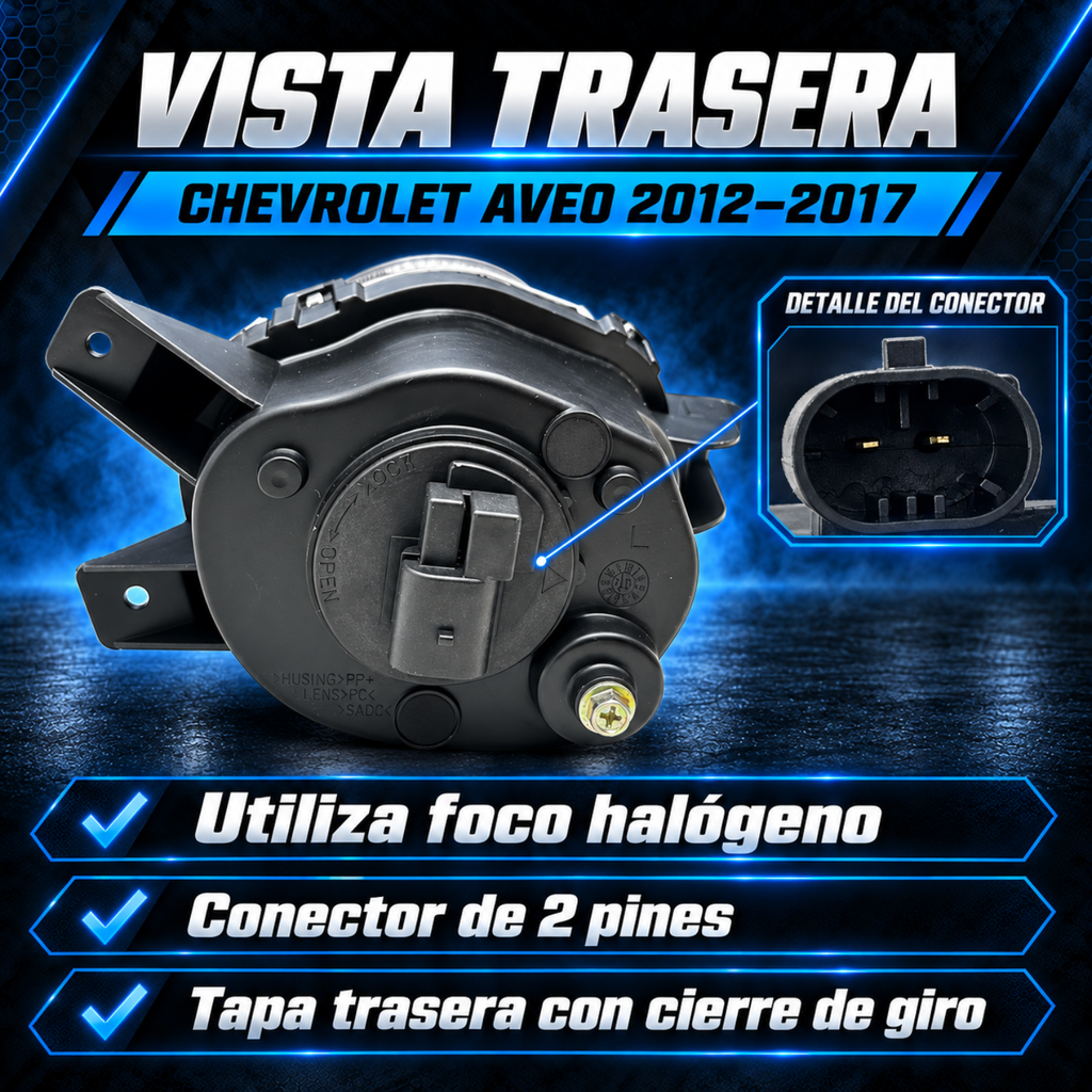 Kit de Faros de Niebla para Chevrolet Aveo 2012 a 2017 Tipo Original