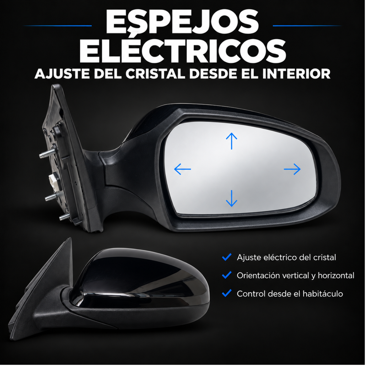 Par de Espejos Eléctricos para Hyundai Grand i10 2015 a 2020 de 3 Pines