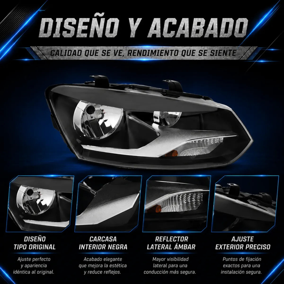 Faro Delantero Derecho Pasajero Vw Vento Con Motor 2016 2022