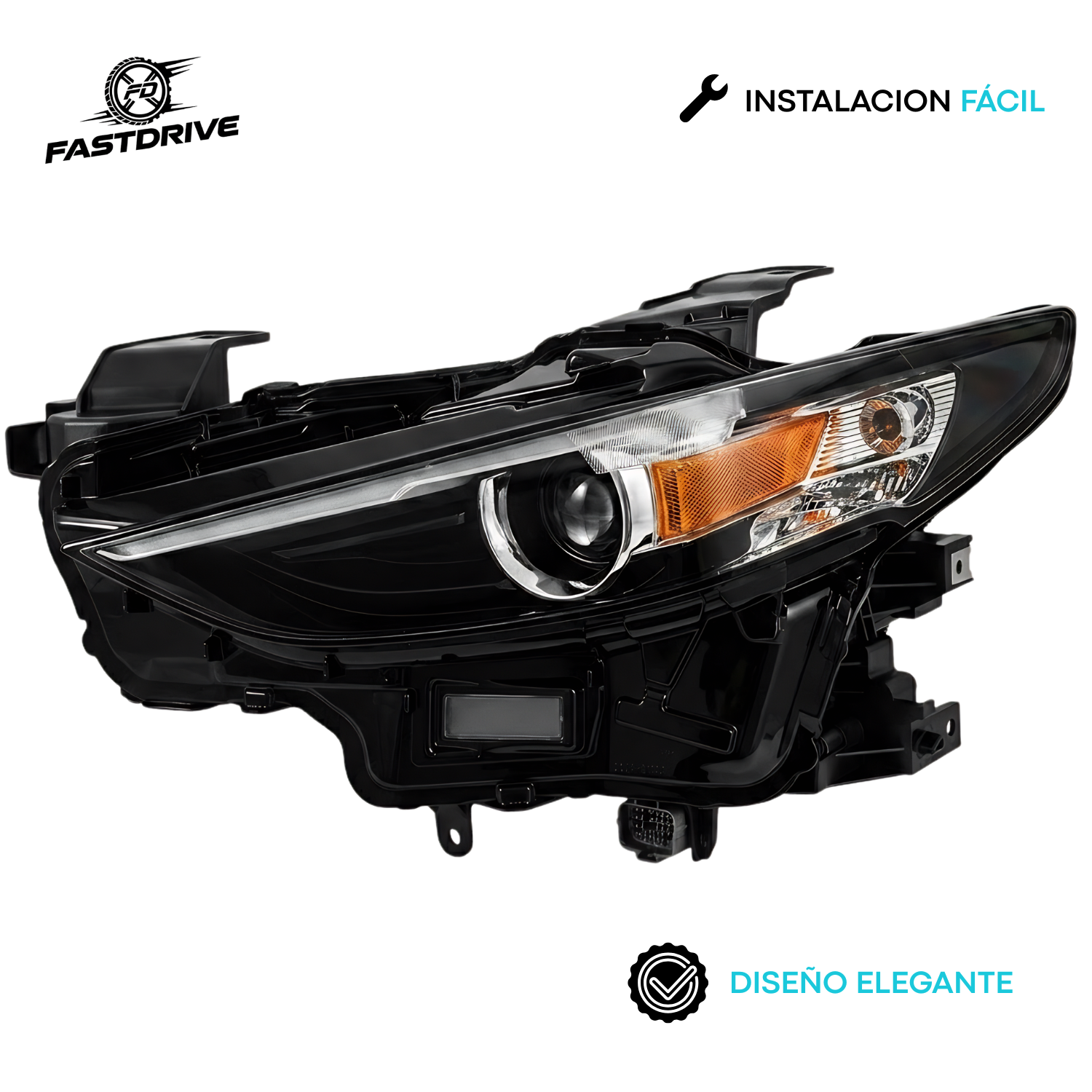 Par De Faros Mazda 3 2019 A 2025 Negro C/led C/lupa Ambar