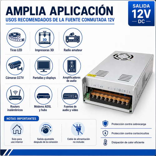 Fuente De Poder Conmutada 12V 40A 480W Aluminio Alta Eficiencia