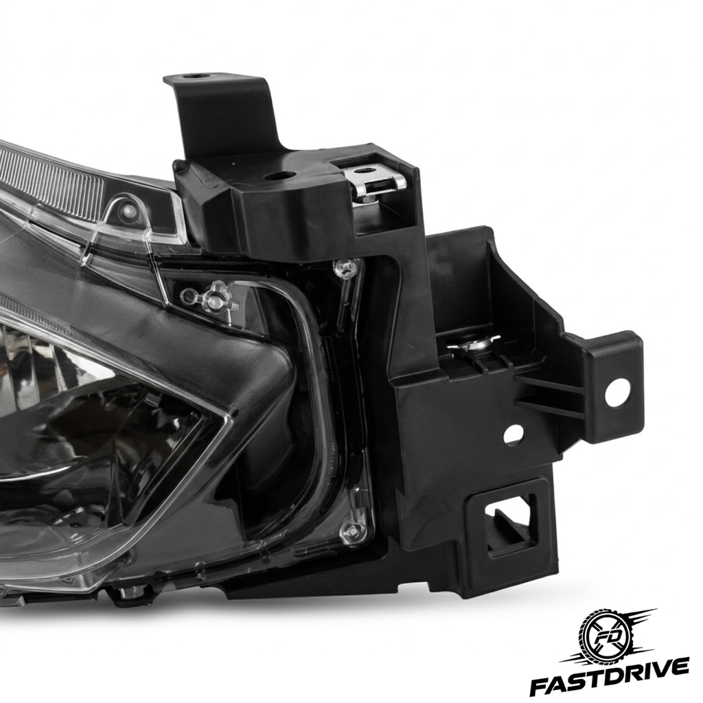 Par De Faros Para Mazda 3 2017 A 2018 Fondo negro Con lupa Mica ambar