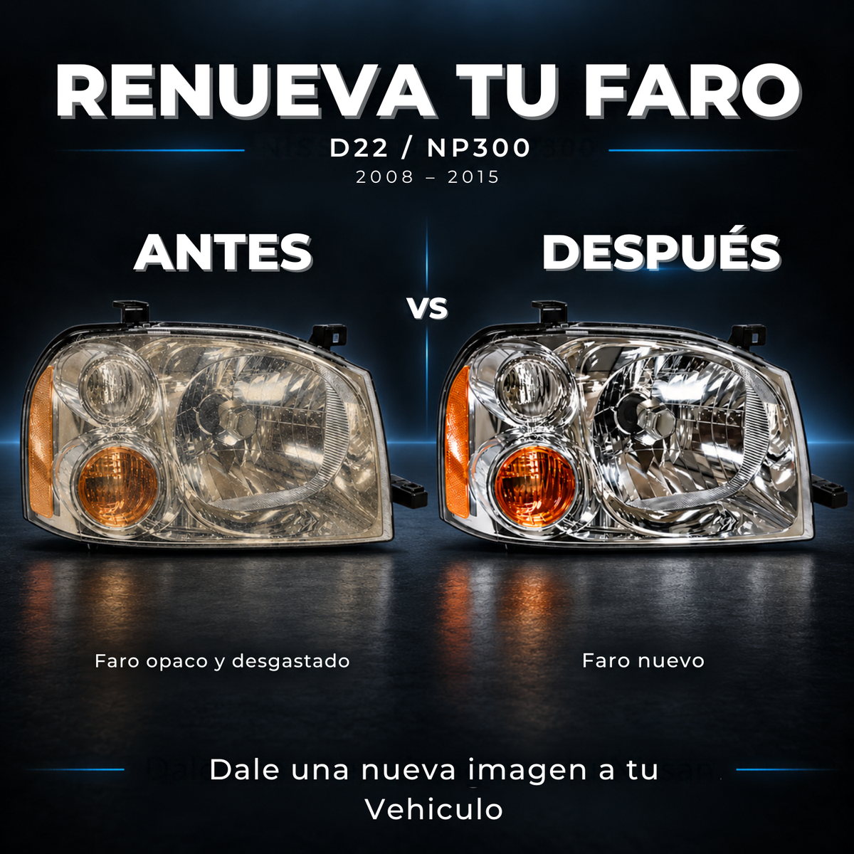 Par de Faros Cromados para Nissan D22 NP300 2008-2015