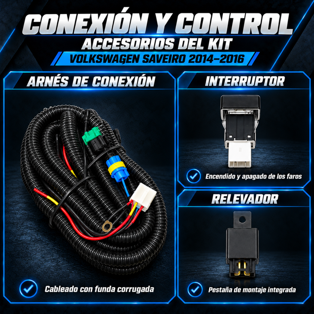 Kit de Faros de Niebla con Focos para Volkswagen Saveiro 2014 a 2016