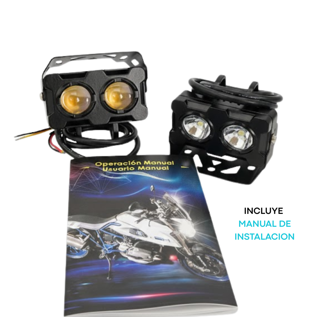Par De Faros Auxiliares Lupa Doble Color Luz Auto/moto/Trailer/Camioneta