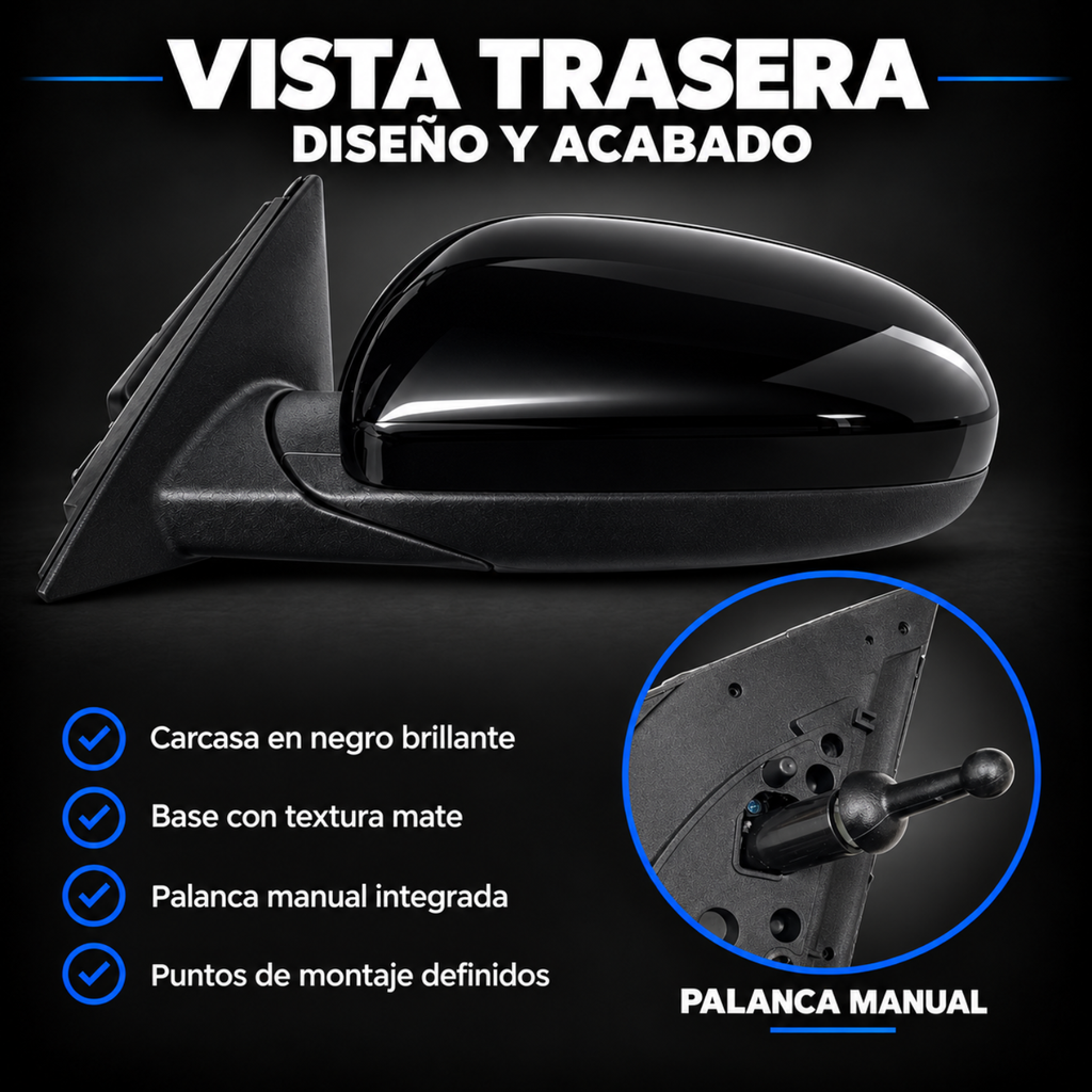 Par de Espejos Laterales Manuales para Dodge Attitude 2012 a 2014