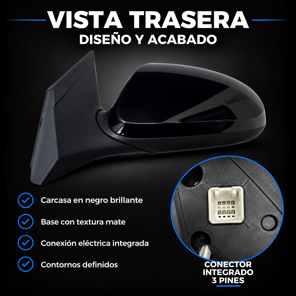 Par de Espejos Eléctricos para Hyundai Grand i10 2015 a 2020 de 3 Pines
