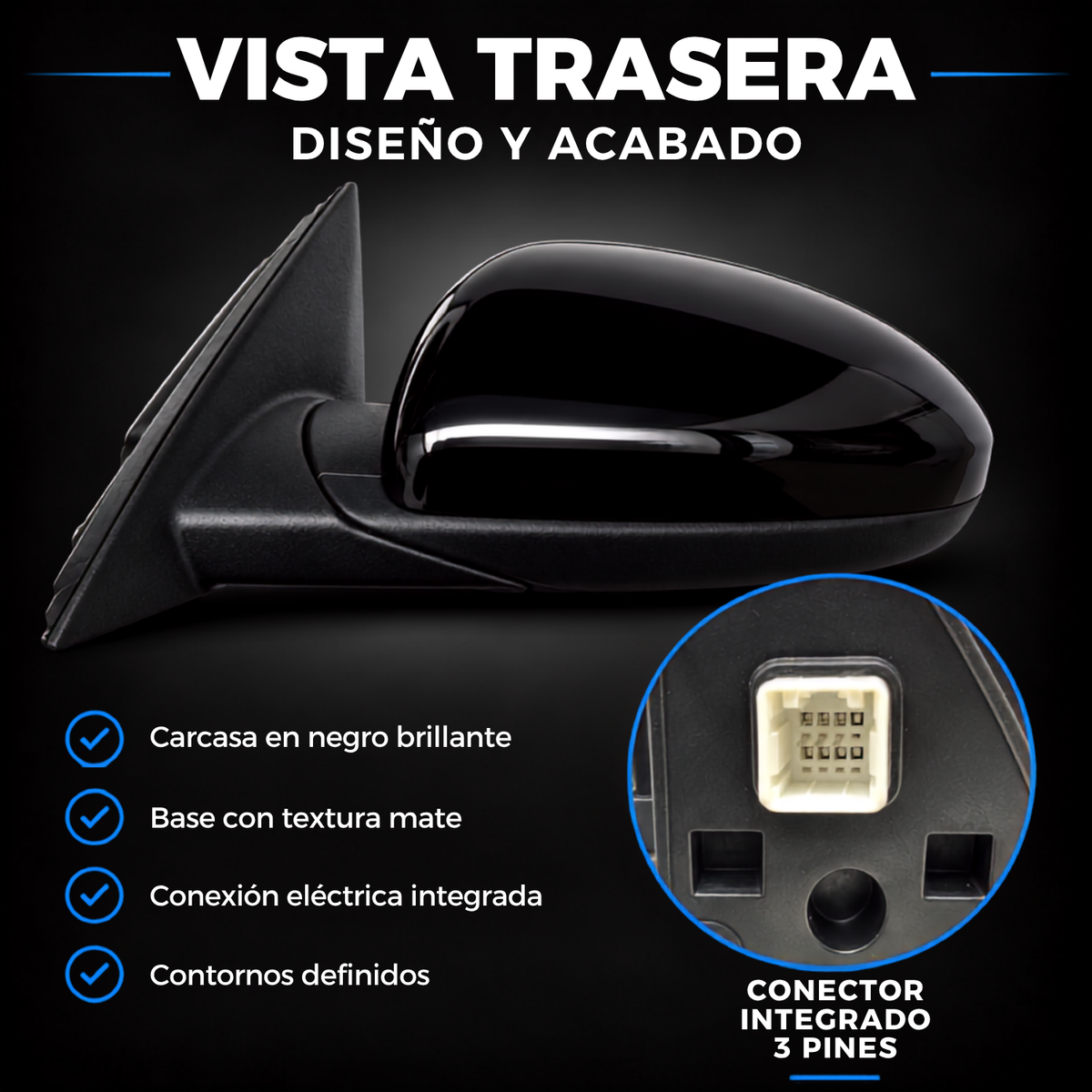 Par de Espejos Eléctricos para Hyundai Grand i10 2021 a 2025 de 3 Pines