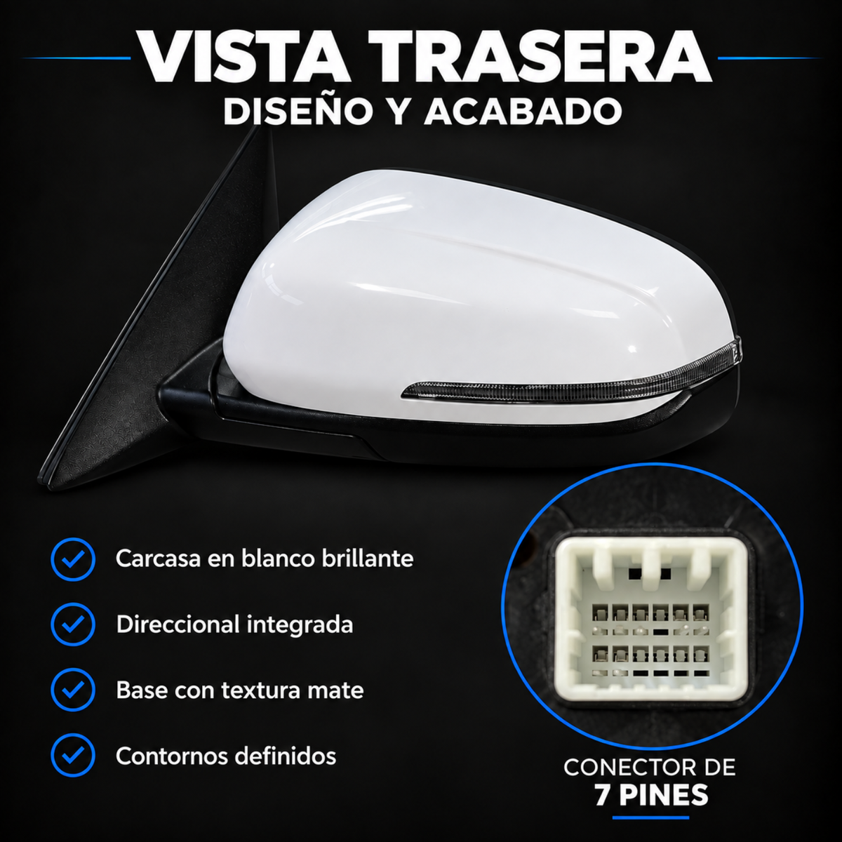 Par de Espejos Eléctricos Plegables para Hyundai Creta 2021 a 2025, 7 Pines