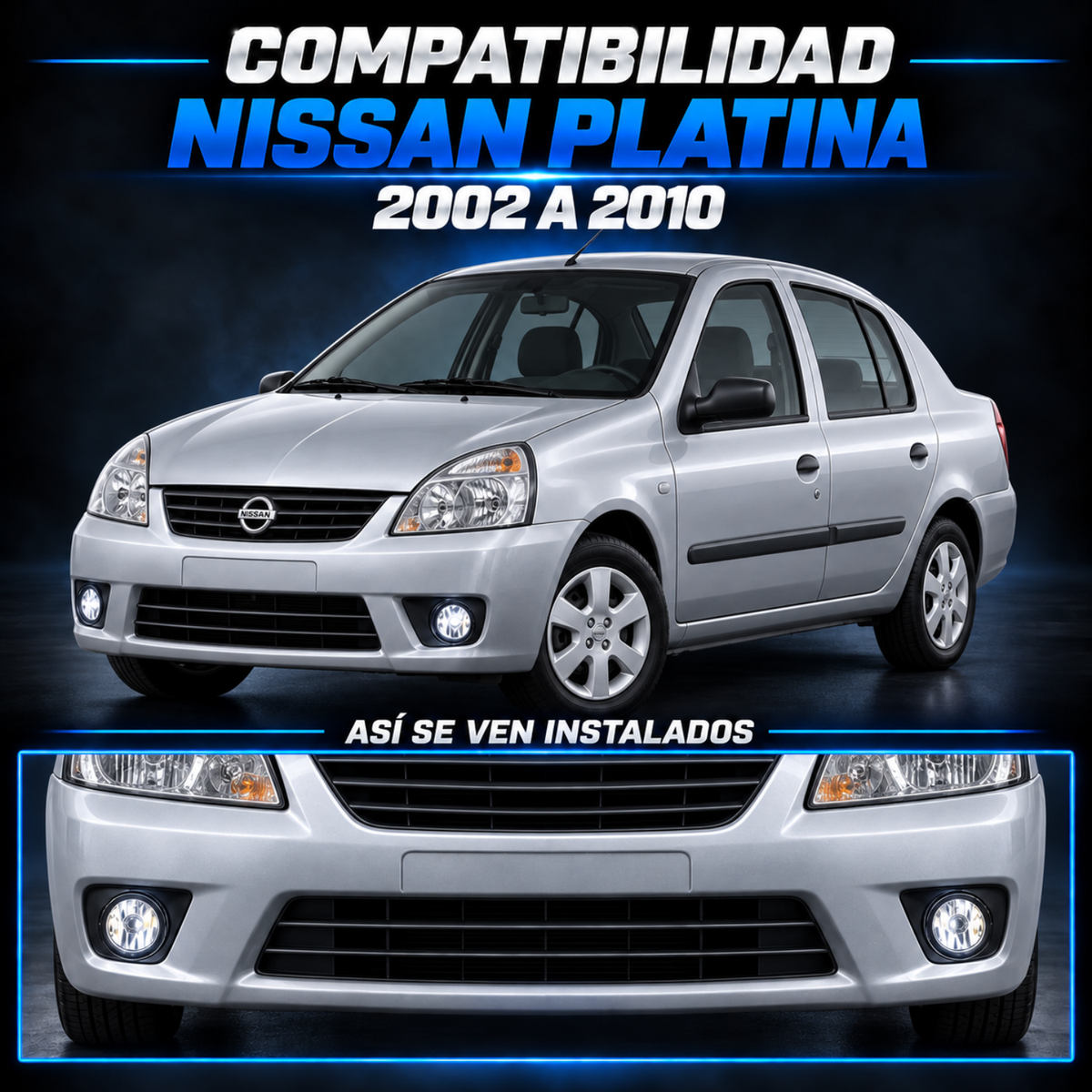 Par de Faros de Niebla LED para Nissan Platina 2002 a 2010