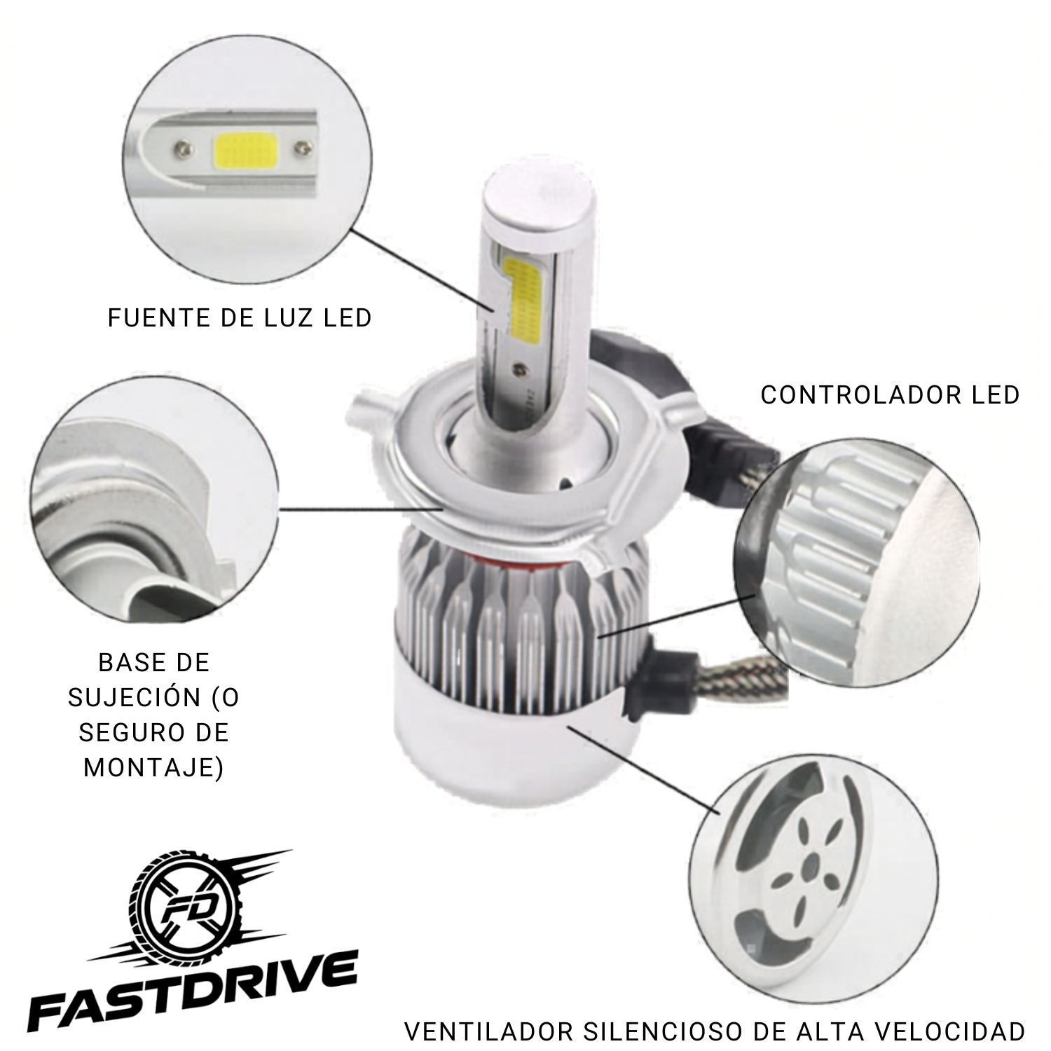 Par de Faros Nissan Tsuru 3 Ts-iii 2005 A 2017 Con Focos Led H4