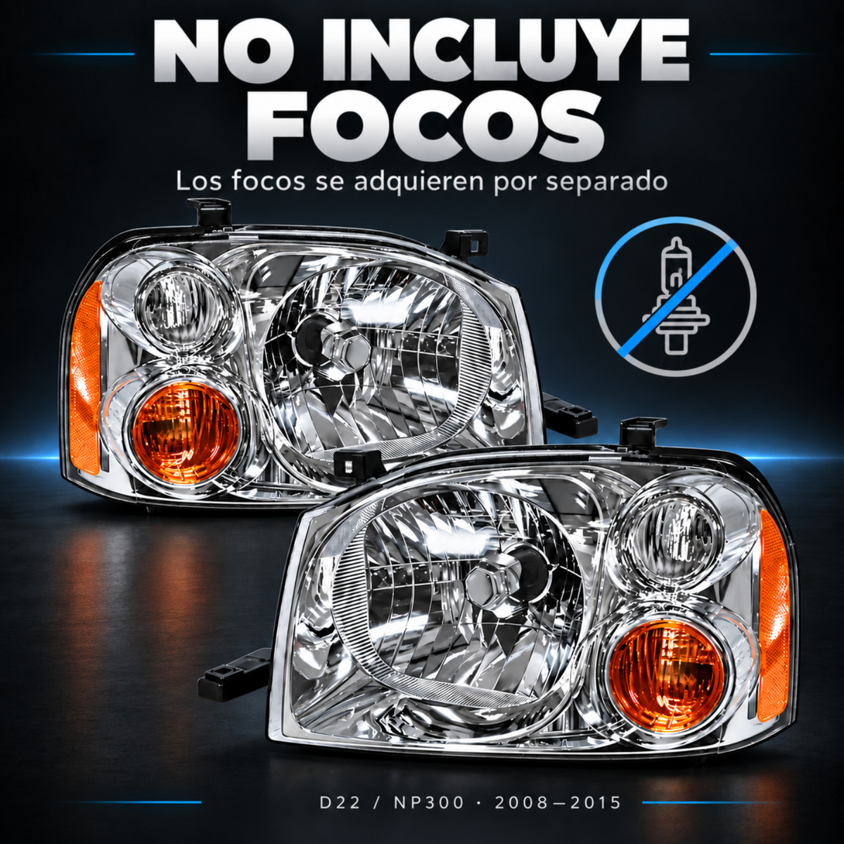 Par de Faros Cromados para Nissan D22 NP300 2008-2015